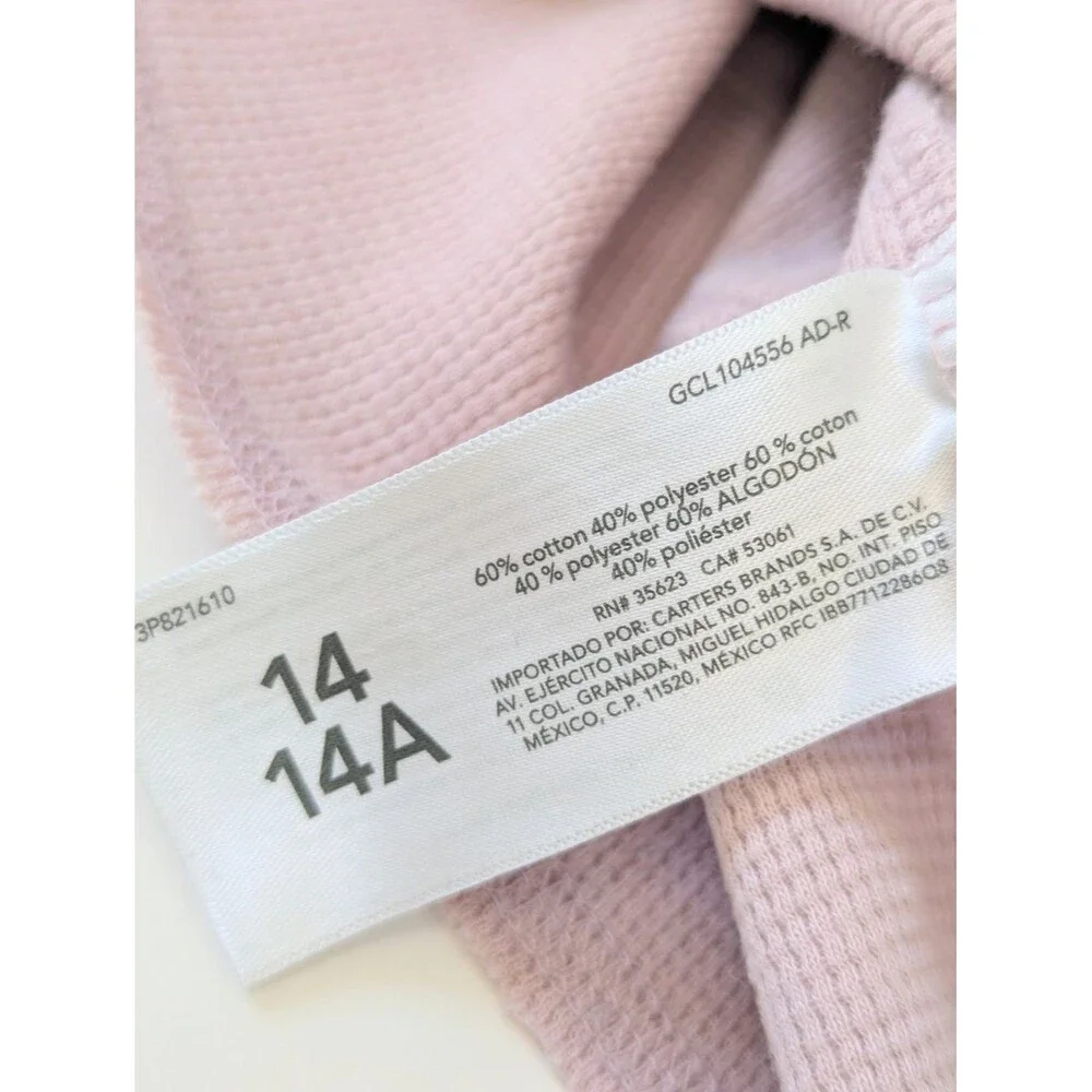 Ballet Pink Osh'Kosh Waffle Knit Long Sleeve Raw Hem Top 14 Girl's Boxy Flowy